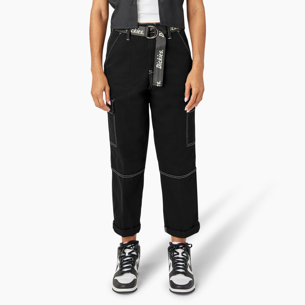 Sale - Dickies Women's Relaxed Fit Contrast Stitch Cropped Cargo Pants