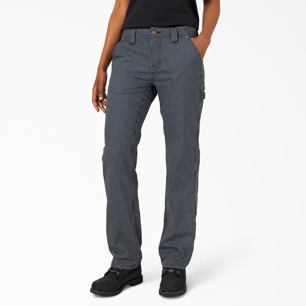 Women - Dickies Women's FLEX Relaxed Fit Hickory Stripe Carpenter Pants