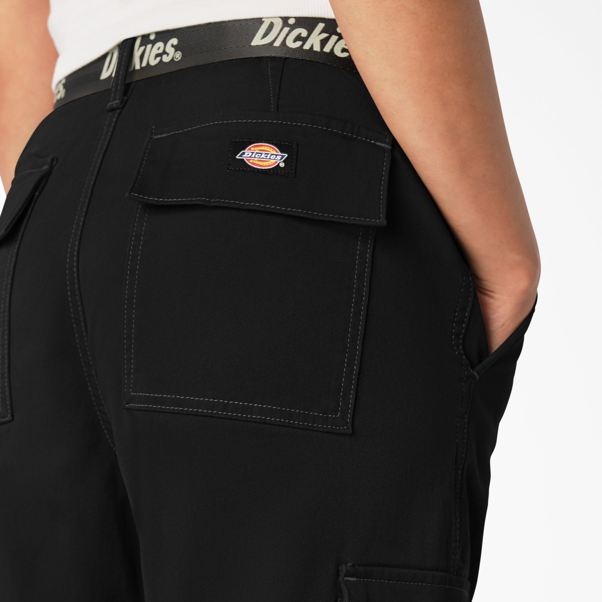 Sale - Dickies Women's Relaxed Fit Contrast Stitch Cropped Cargo Pants