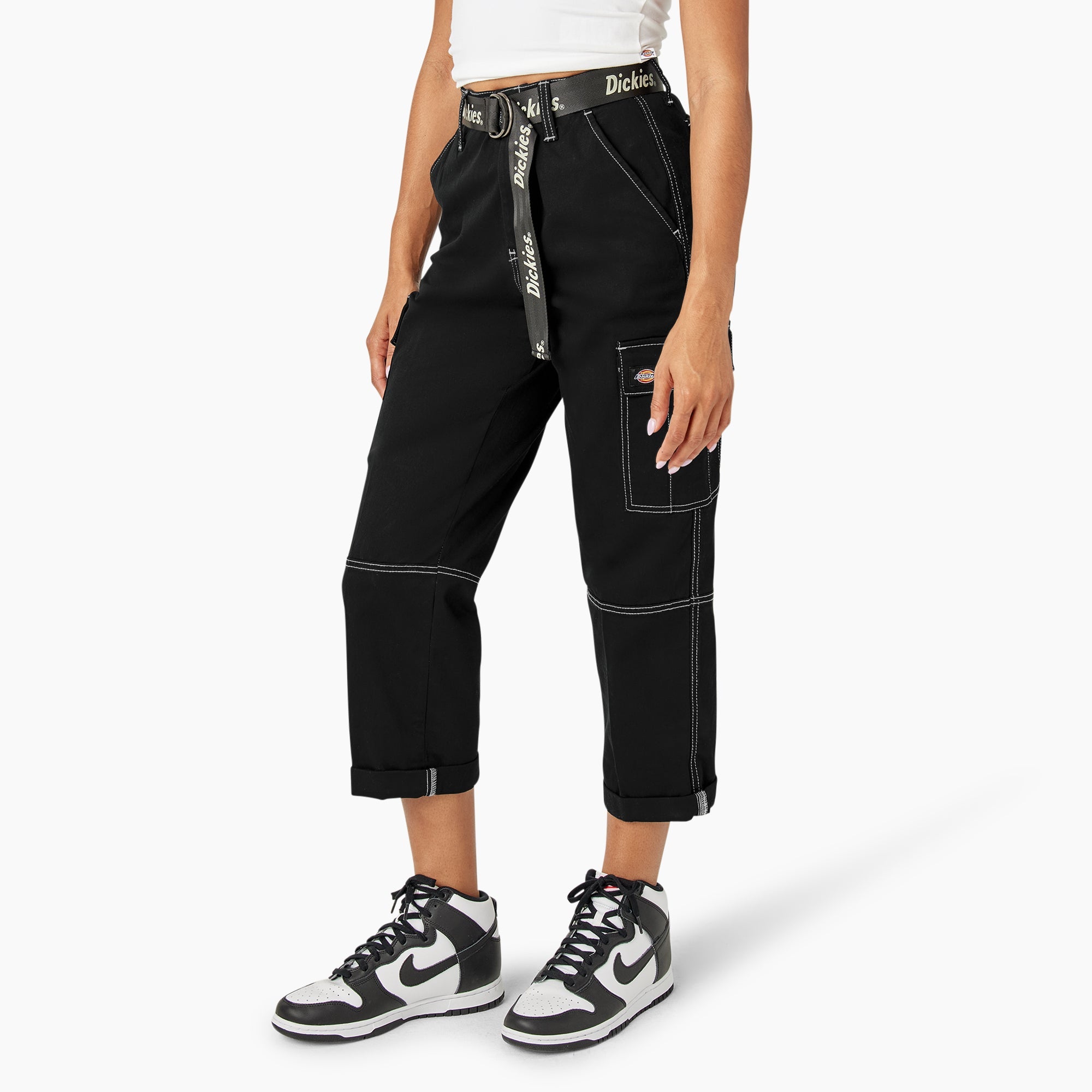 Sale - Dickies Women's Relaxed Fit Contrast Stitch Cropped Cargo Pants