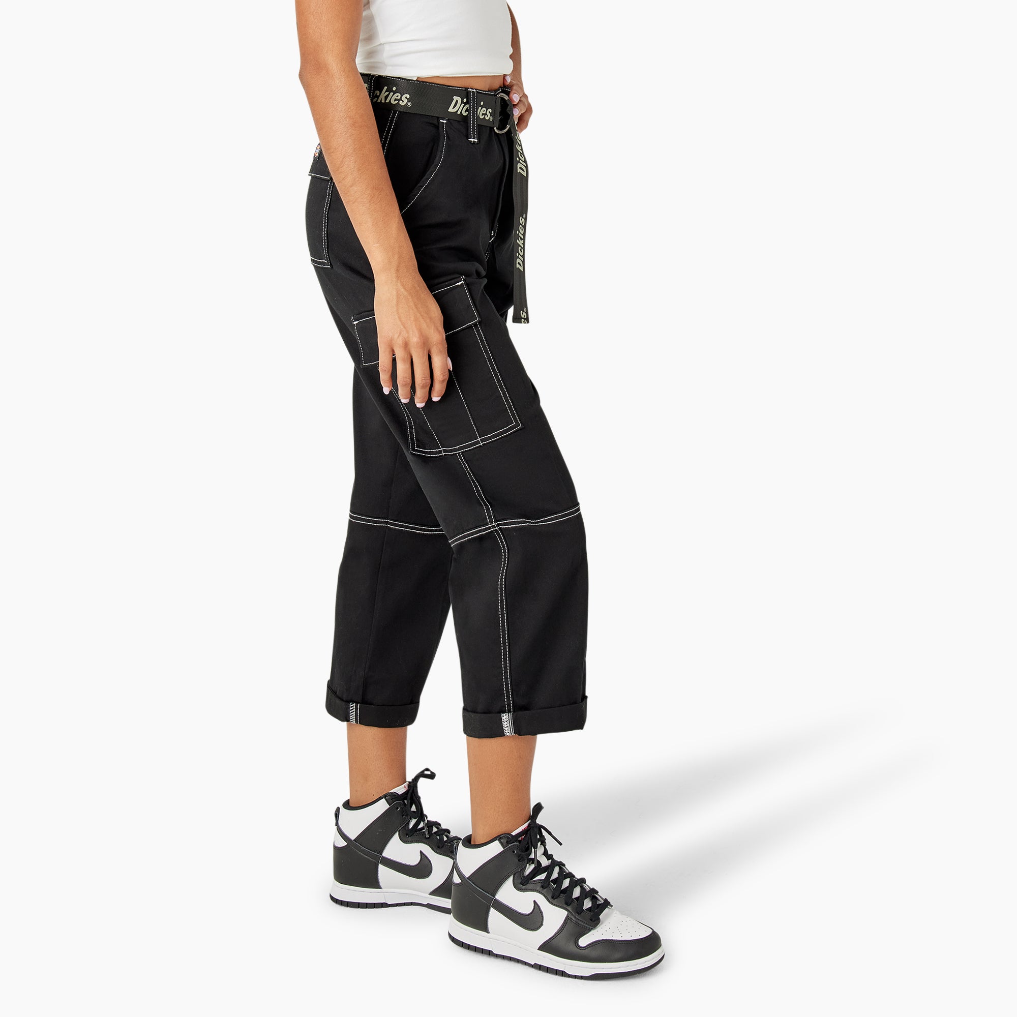 Sale - Dickies Women's Relaxed Fit Contrast Stitch Cropped Cargo Pants