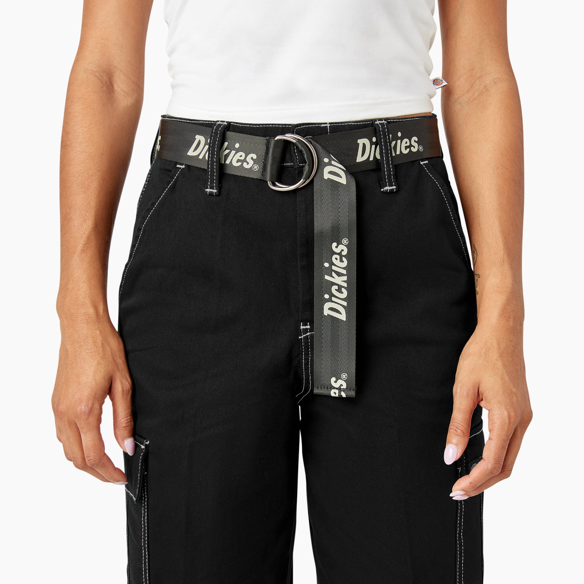 Sale - Dickies Women's Relaxed Fit Contrast Stitch Cropped Cargo Pants