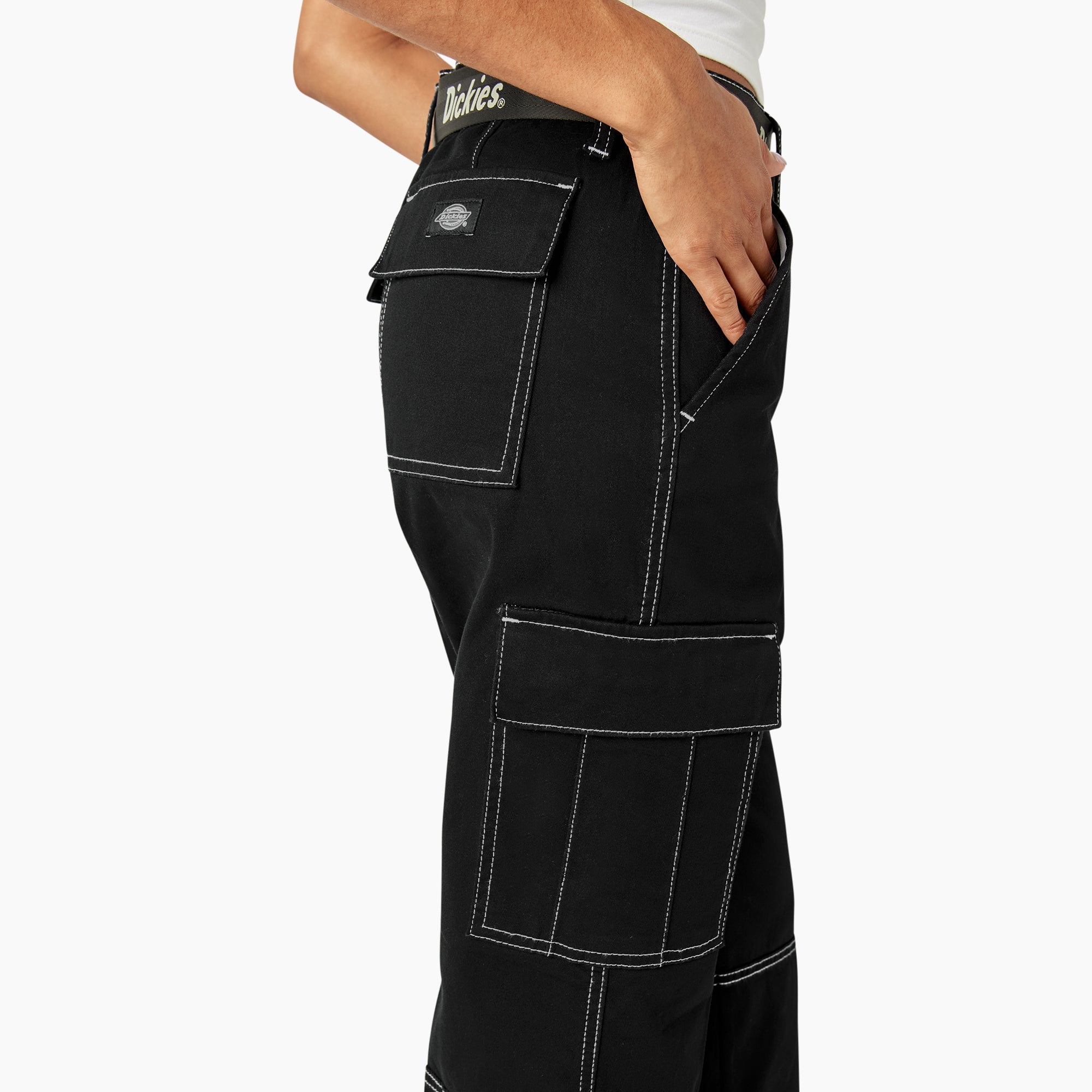 Sale - Dickies Women's Relaxed Fit Contrast Stitch Cropped Cargo Pants