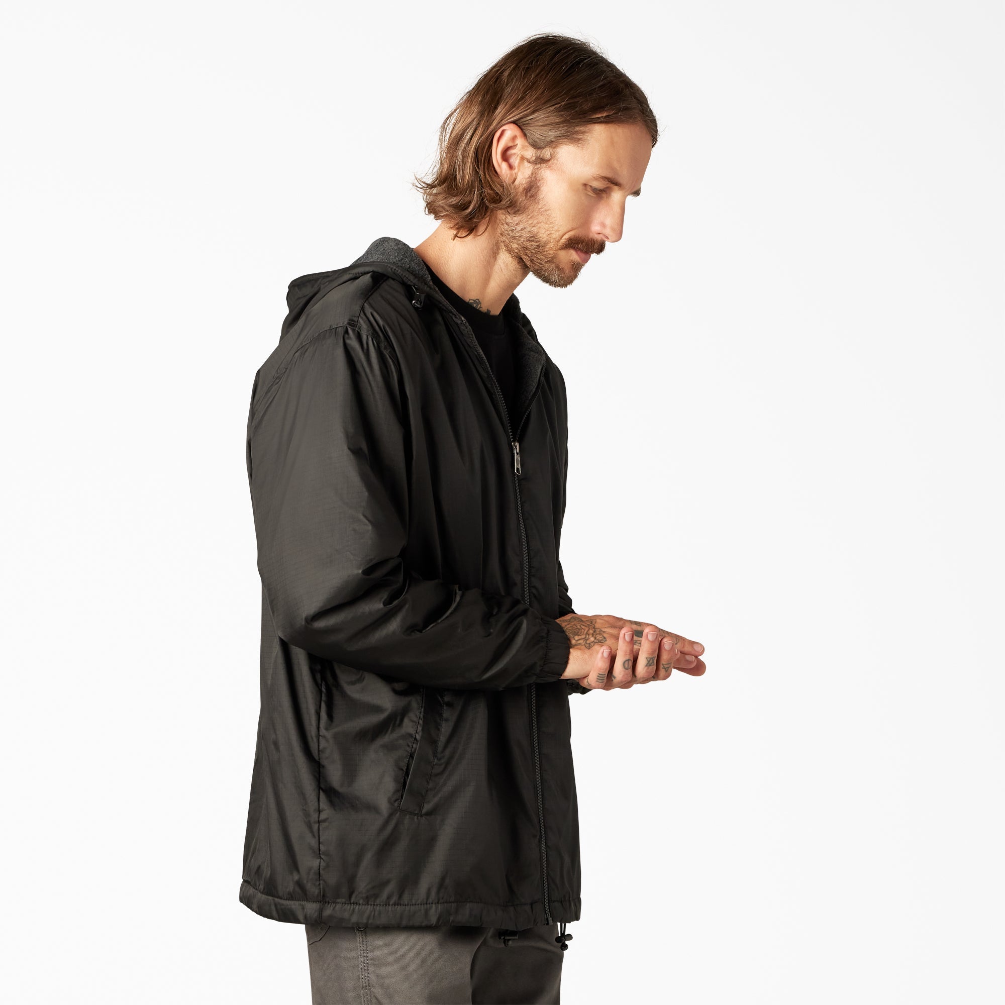 Men - Dickies Fleece Lined Nylon Hooded Jacket