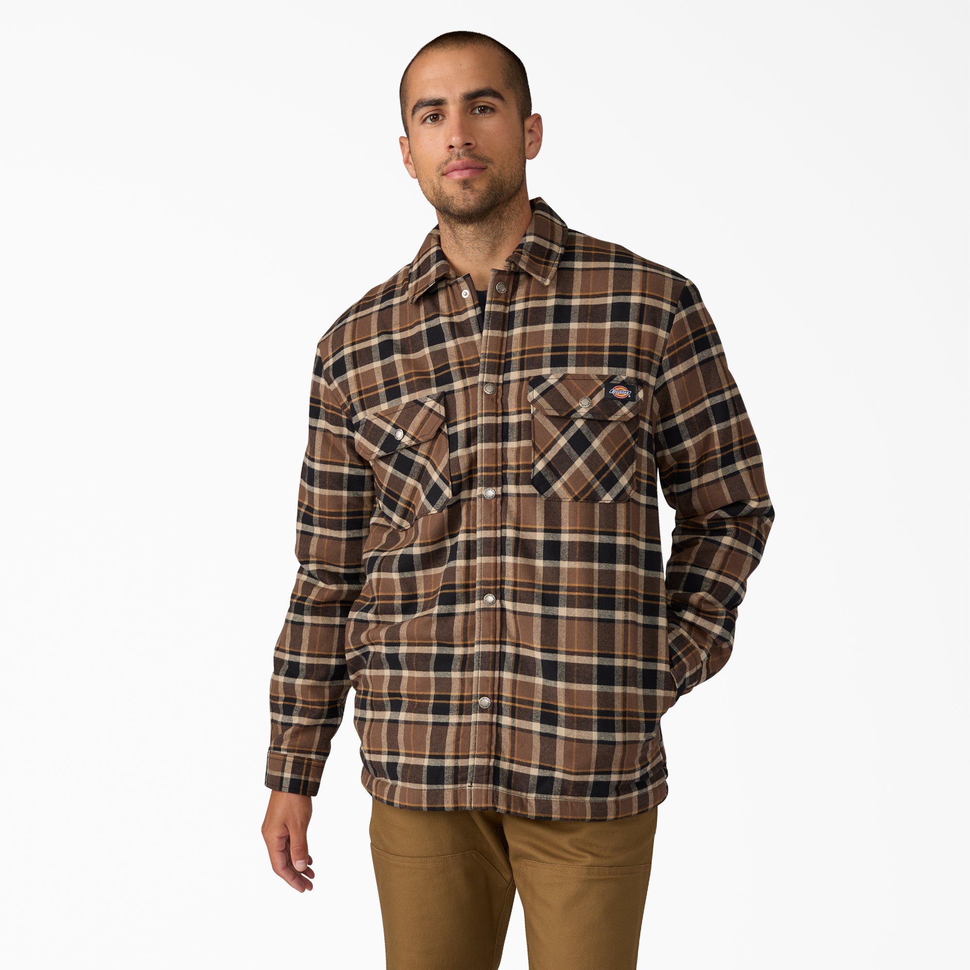 Men|Sale - Dickies Water Repellent Fleece-Lined Flannel Shirt Jacket