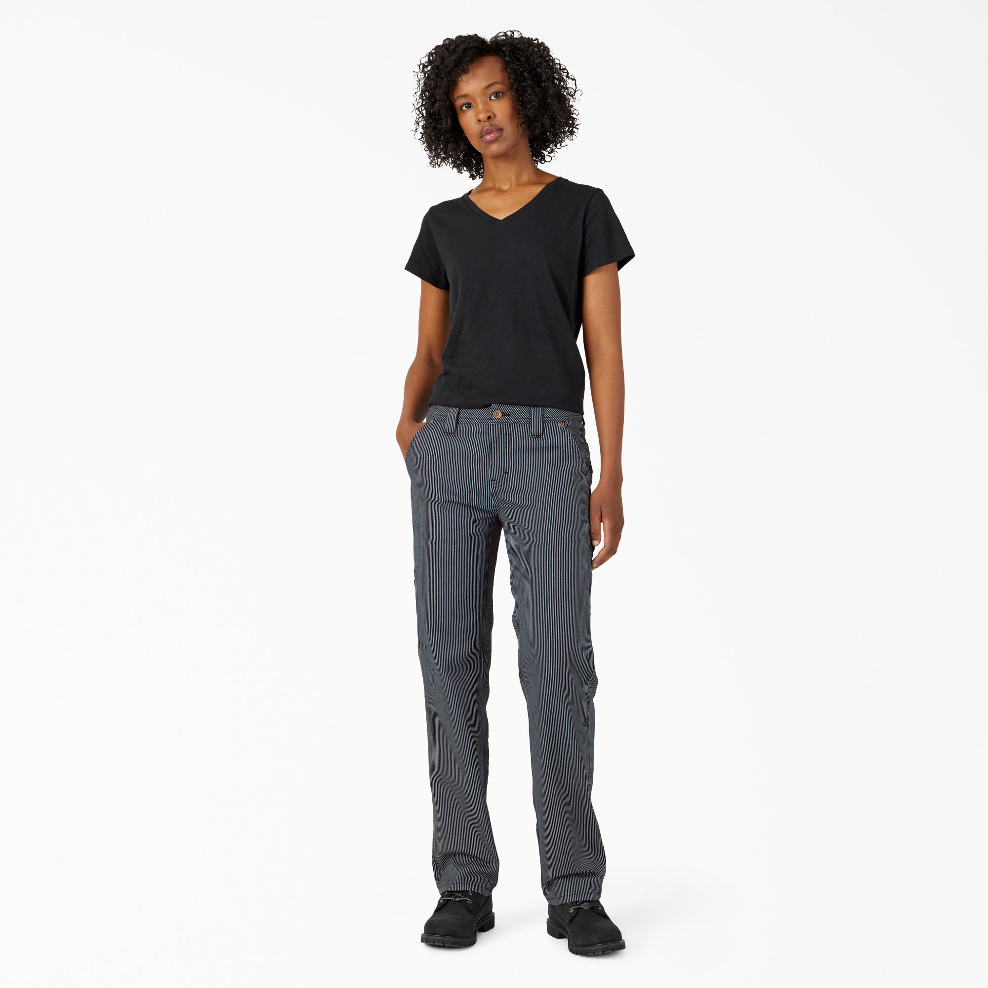 Women - Dickies Women's FLEX Relaxed Fit Hickory Stripe Carpenter Pants