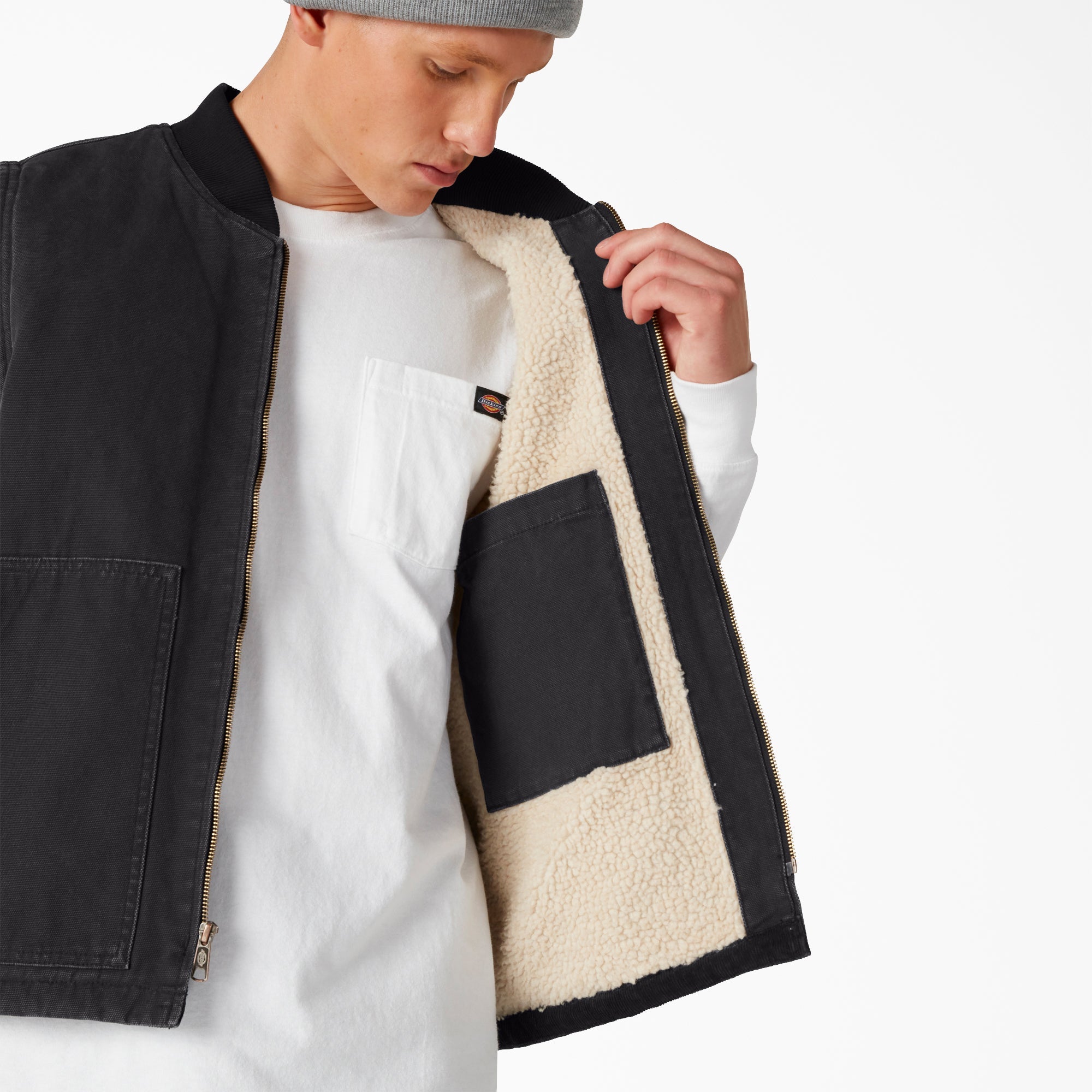 Men|Women - Dickies Stonewashed Duck High Pile Fleece Lined Vest