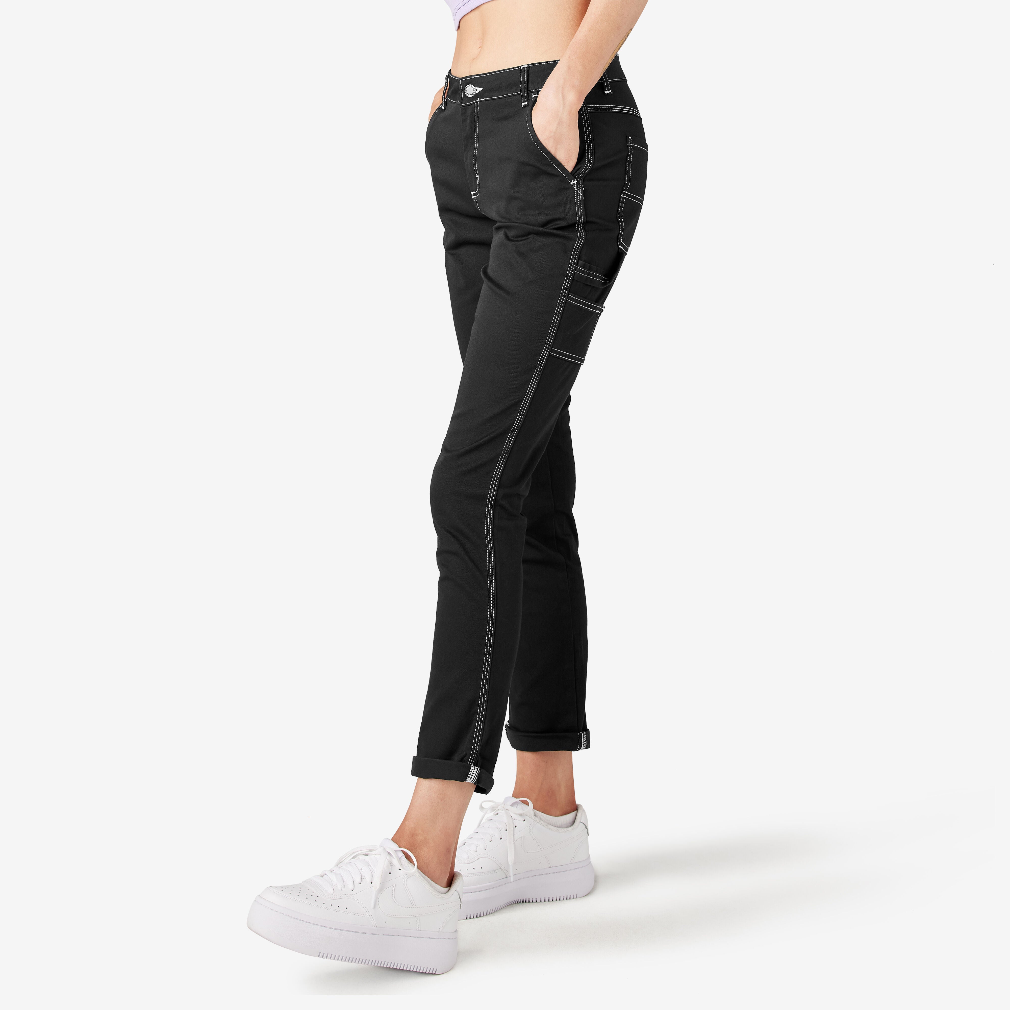 Women - Dickies Women's Slim Straight Fit Roll Hem Carpenter Pants