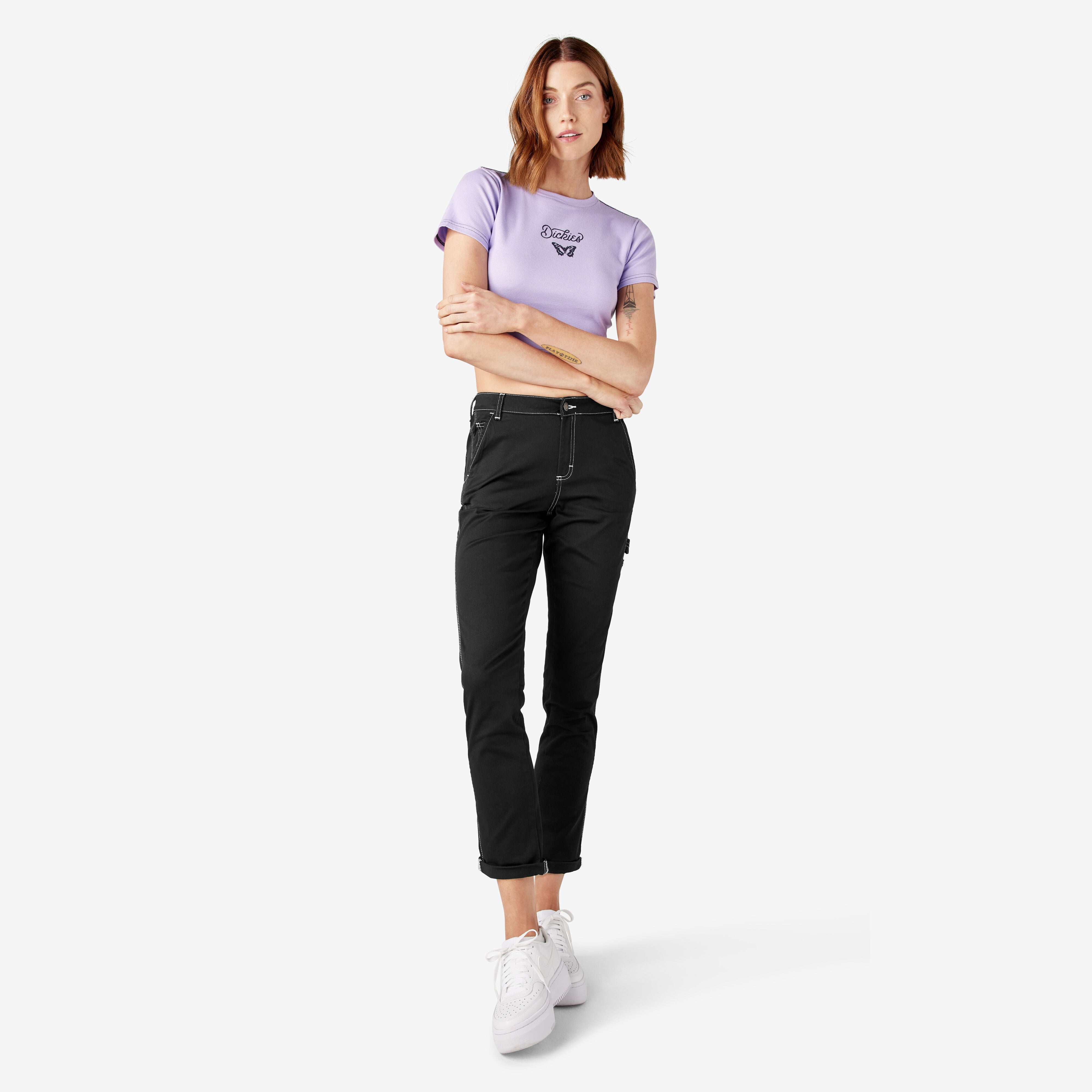 Women - Dickies Women's Slim Straight Fit Roll Hem Carpenter Pants