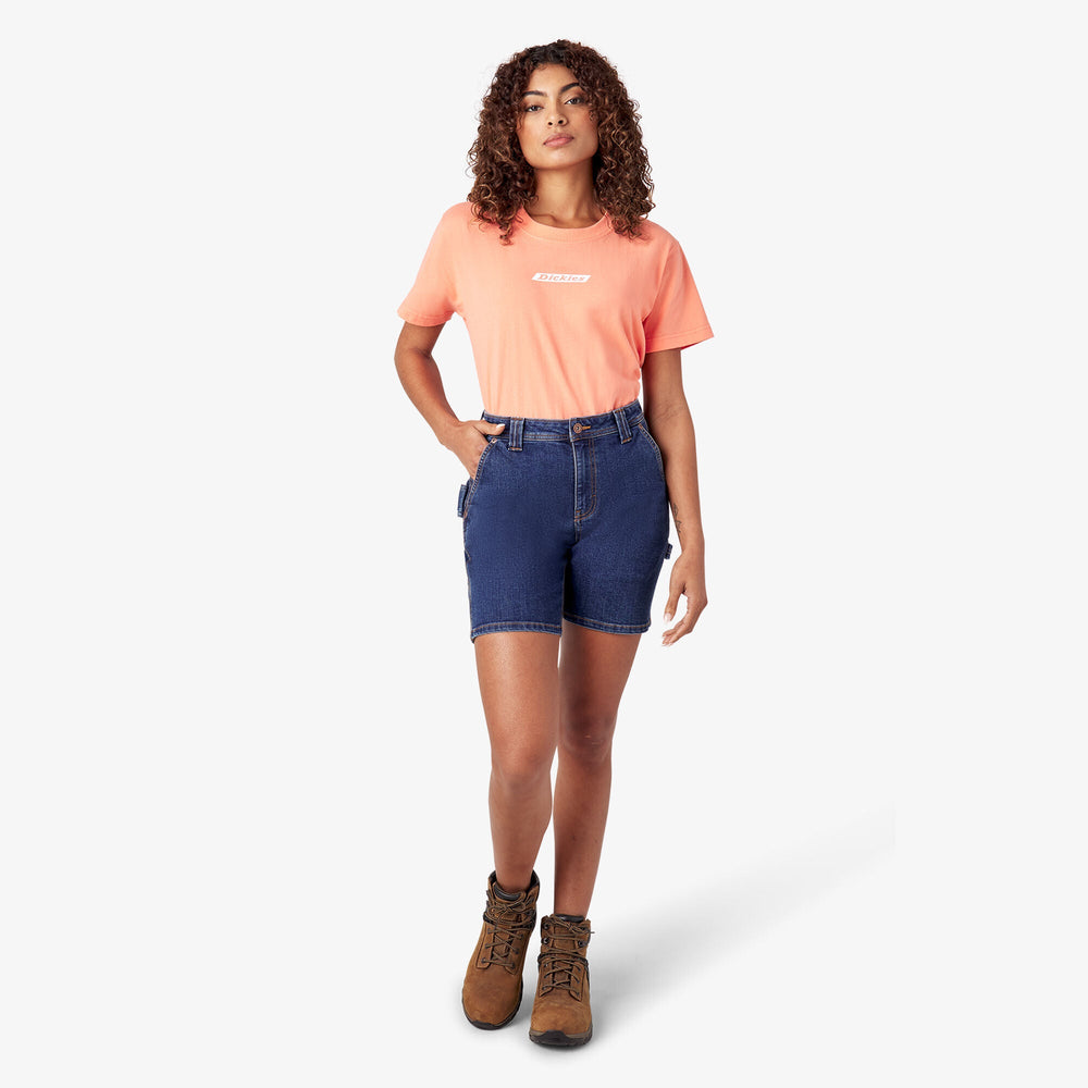 Women - Dickies Women’s Relaxed Fit Denim Carpenter Shorts, 7"