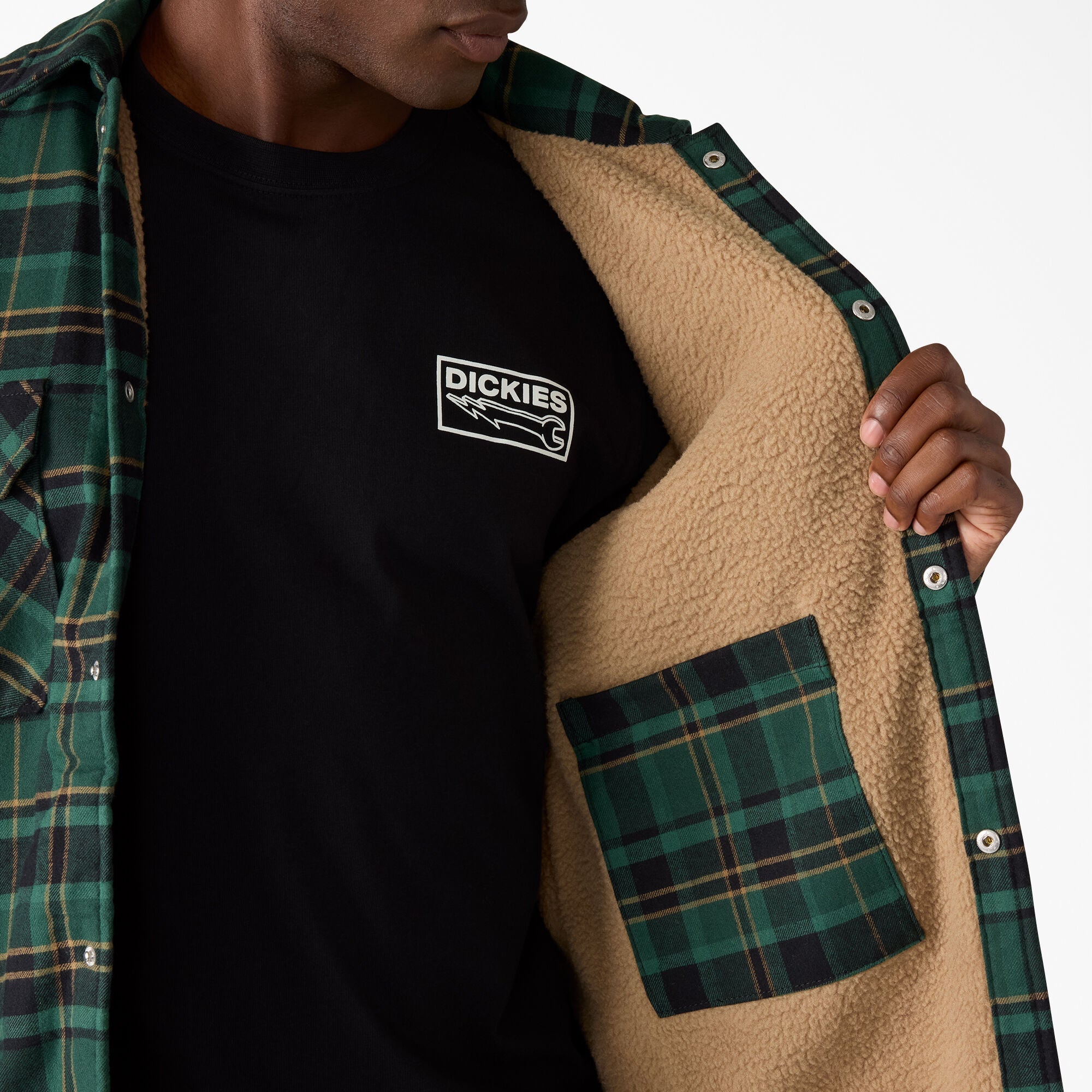 Men - Dickies Water Repellent Fleece-Lined Flannel Shirt Jacket